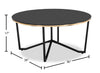 Xander 36" Modern Round Glass Top Coffee Table - Black and Gold with Metal Legs|Table à café ronde moderne Xander de 36 po avec dessus en verre - noire et dorée avec pattes en métal