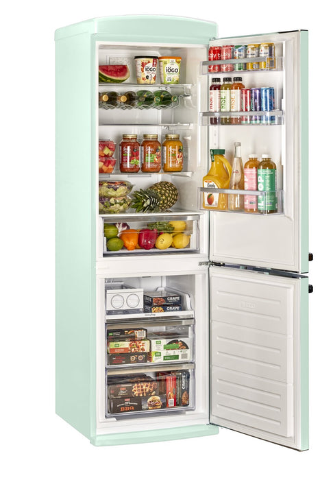 Réfrigérateur Classic Rétro par Unique de 24 po et de 12 pi3 à congélateur inférieur - vert menthe estival - UGP-340L LG AC