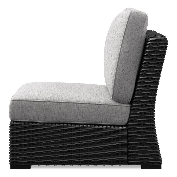Fauteuil sans accoudoirs Jasper pour la terrasse à l’extérieur - osier en résine, tissu Nuvella
