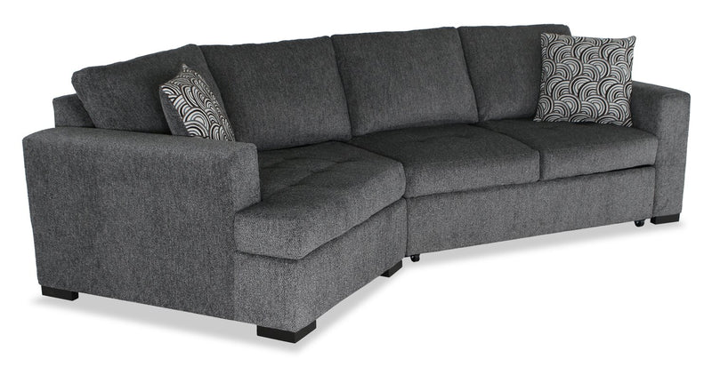 Sofa-lit sectionnel enveloppant de gauche Legend 2 pièces fabriqué au Canada en tissu de chenille - gris poivre