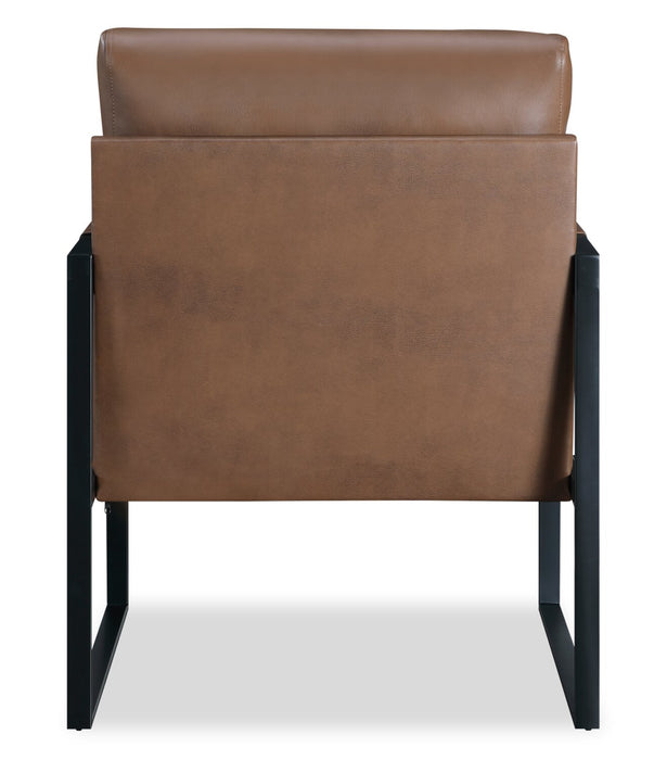 Fauteuil d’appoint Nico de 24,75 po en similicuir avec pattes en métal - brun 