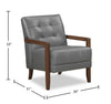 Enzo 26" Genuine Leather Accent Chair with Biscuit Tufting, Track Arms and Wood Legs - Dark Grey | Fauteuil d’appoint Enzo de 26 po en cuir véritable avec capitonnage en biscuit, accoudoirs rectilignes et pattes en bois - gris foncé