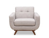 Kort & Co. Freeman 37" Linen-Look Fabric Chair with Wood Legs and Tufted Back Cushion - Dove White | Fauteuil Freeman Kort & Co. de 37 po en tissu d’apparence lin avec pattes en bois et coussin de dossier capitonné - blanc colombe