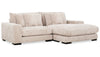 Sofa sectionnel Alto 2 pièces en tissu de fausse fourrure très douce avec deux porte-gobelets, ports USB, et 4 coussins décoratifs - vison taupe