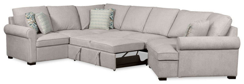 Sofa-lit sectionnel enveloppant de droite Haven de Scott Living 3 pièces en tissu de chenille - gris 