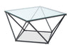 Prism 31.5" Modern Glass Top Coffee Table – Glass with Metal Base  | Table à café moderne Prism de 31,5 po avec dessus en verre - verre avec base en métal