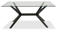 Table de salle à manger Ace de 63 po (L) avec dessus en verre - brune
