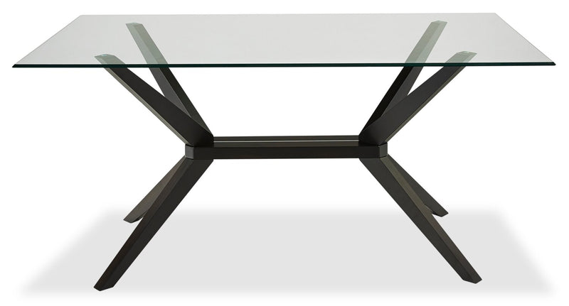 Table de salle à manger Ace de 63 po (L) avec dessus en verre - brune