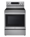 Cuisinière intelligente électrique LG de 6,3 pi³ avec friture à air - acier inoxydable résistant aux traces de doigts - LREN6325XE