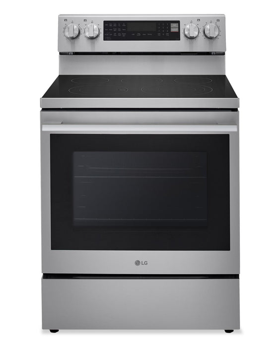 Cuisinière intelligente électrique LG de 6,3 pi³ avec friture à air - acier inoxydable résistant aux traces de doigts - LREN6325XE