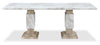 Vega 7pc Dining Set with Table & 6 Chairs, Marble Look, Pedestal Base, 82"W - Natural & White | Ensemble de salle à manger Vega 7 pièces avec table de 82 po (L), imitation de marbre, base piédestal et 6 chaises - naturel et blanc