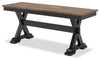 Raven 6pc Dining Package with 60-78"W Extension Table, Bench & 4 Chairs - Two-Tone Black & Brown | Ensemble de salle à manger Raven 6 pièces avec table à rallonge, 60 po à 78 po (L), banc et 4 chaises - deux teintes, noir et brun