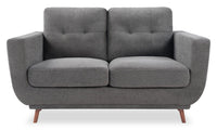 Causeuse Cosmo de 57 po en tissu avec coussins de dossier capitonnés - anthracite