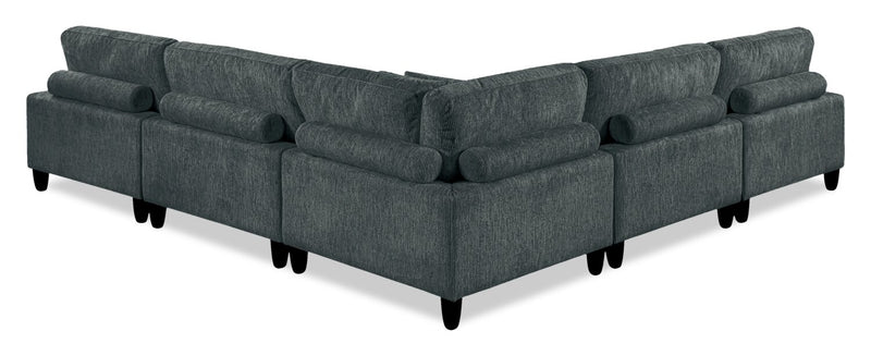 Sofa sectionnel modulaire sans accoudoirs Lounge 5 pièces en chenille - gris