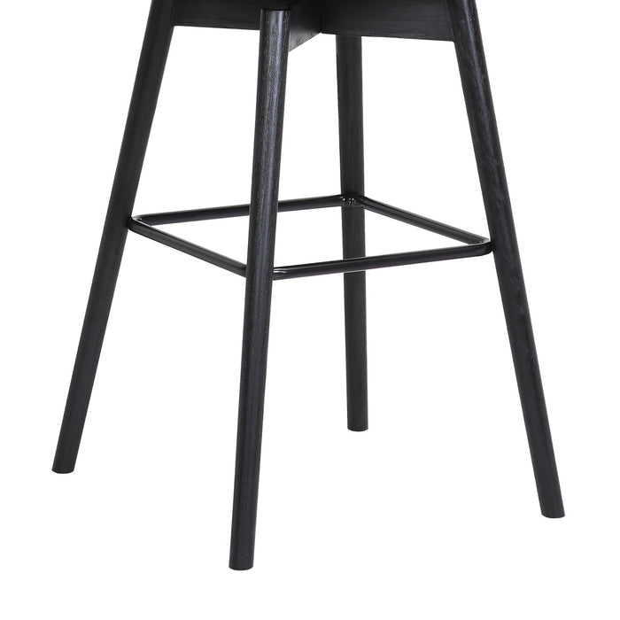 Tabouret Nash de hauteur comptoir en tissu de cuir végétalien, bois et en métal avec siège pivotant - anthracite