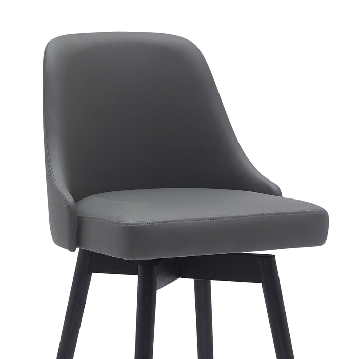 Tabouret Nash de hauteur comptoir en tissu de cuir végétalien, bois et en métal avec siège pivotant - anthracite
