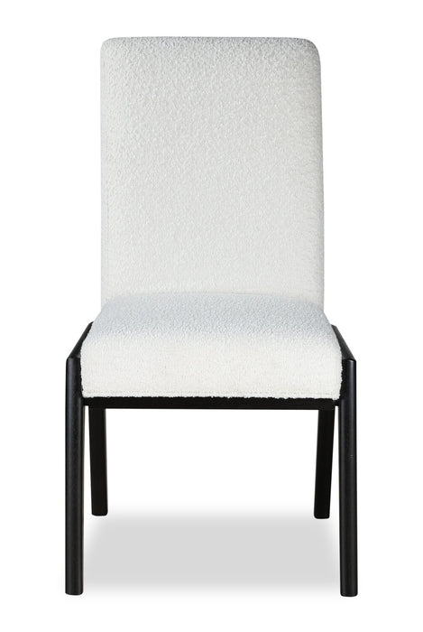 Ensemble de salle à manger Alma 7 pièces avec table de 86 po (L), base à tréteaux et 6 chaises - anthracite noir et blanc