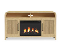 Meuble pour téléviseur Scott Living Lenore de 60 po avec foyer électrique et rangement - naturel