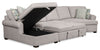 Scott Living Haven 3-Piece Right-Facing Chenille Fabric Cuddler Sleeper Sectional with Storage - Grey | Sofa-lit sectionnel enveloppant de droite Haven de Scott Living 3 pièces en tissu de chenille avec rangement - gris