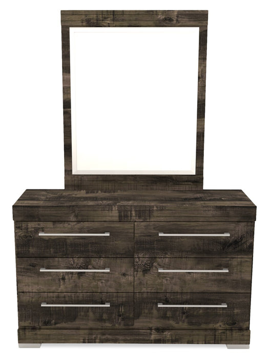 Ensemble de chambre à coucher Riley 5 pièces avec lit à panneaux, commode et miroir, fabriqué au Canada, gris - format lit double