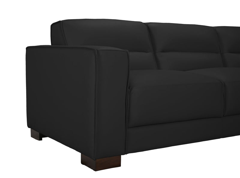Sofa sectionnel de droite Citadel 3 pièces en cuir véritable de qualité supérieure avec pattes en bois - noir