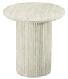 Table de bout ronde Sullivan de 23,6 po avec dessus en pierre frittée - travertin beige