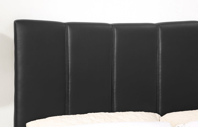 Lit plateforme rembourré Paseo en tissu de cuir végétalien noire - format très grand lit