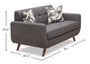 Kort & Co. Freeman 63" Linen-Look Fabric Loveseat with Wood Legs and Tufted Back Cushions - Charcoal Grey | Causeuse Freeman de Kort & Co. de 63 po en tissu d’apparence lin avec pattes en bois et coussins de dossier capitonnés - gris anthracite