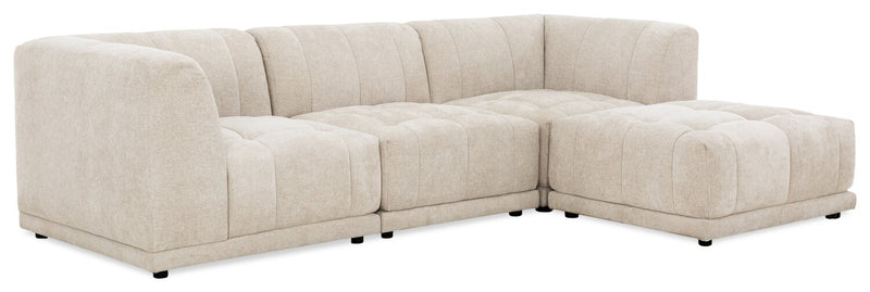Sofa sectionnel modulaire Oaklyn Kort & Co. 4 pièces en tissu avec pouf et coussins de siège capitonnés - beige