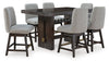 Metro Counter Height Dining Table with Built-in Wine Rack, 66"W - Brown | Table de salle à manger Metro de 66 po (L) de hauteur comptoir avec support à vin intégré - brune