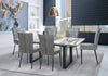 Ezra 7pc Dining Package with 63-79"W Extension Table & 6 Chairs - Faux White Marble & Grey | Ensemble de salle à manger Ezra 7 pièces avec table qui s’allonge de 63 po à 79 po (L) et 6 chaises - imitation de marbre blanc et gris