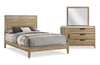 Ensemble de chambre à coucher Sable brun clair 5 pièces avec lit, commode et miroir - format lit double