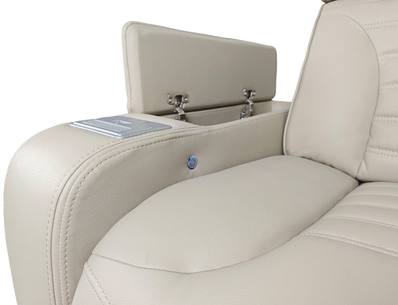 Fauteuil de massage à inclinaison électrique Zen de 40 po en tissu d’apparence cuir avec appuie-tête électrique et siège chauffant - abricot