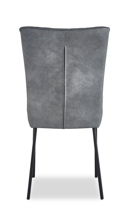 Chaise de salle à manger Ezra en cuir végétalien et en métal - grise