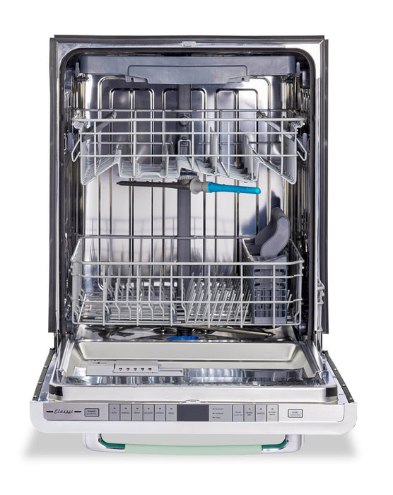 Lave-vaisselle Classic Rétro par Unique de 24 po et de 45 dBA avec commandes sur le dessus - vert menthe estival - UGP-24CR DW LG