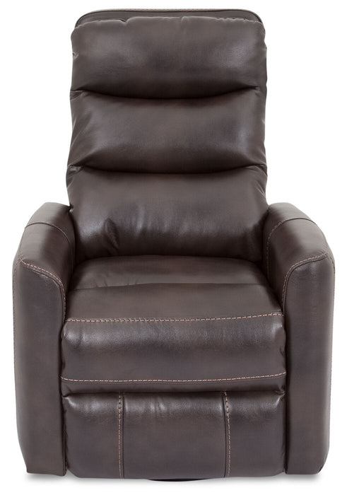 Fauteuil berçant et pivotant à inclinaison électrique Quinn de Cindy Crawford Home de 31 po en tissu d’apparence cuir - brun