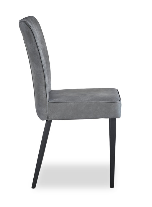 Chaise de salle à manger Ezra en cuir végétalien et en métal - grise