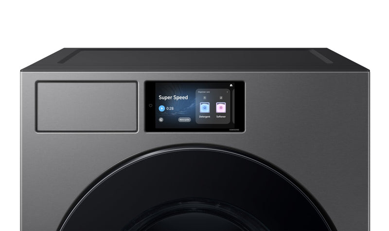 Laveuse Bespoke de Samsung à chargement frontal de 6,1 pi3 avec détecteur de tissu par IA - acier foncé - WF90F53ADSA5
