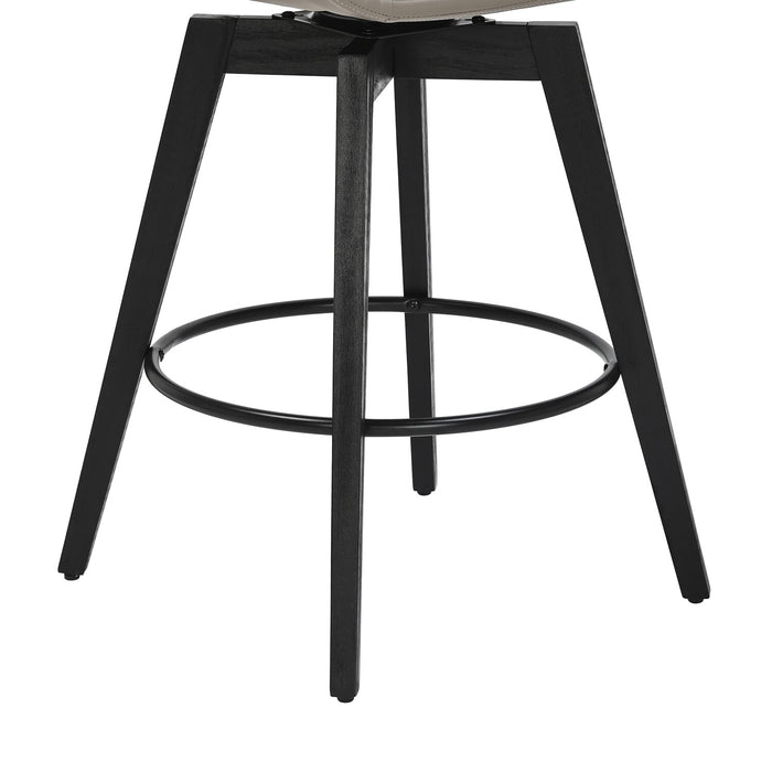 Tabouret Apex de hauteur comptoir en tissu de cuir végétalien et en métal et bois avec siège pivotant - taupe