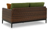 Tofino Outdoor Patio Loveseat - Resin Wicker, UV & Weather Resistant - Green/Brown/Black | Causeuse Tofino pour la terrasse à l’extérieur - osier en résine, résistant aux rayons UV et aux intempéries - verte, brune et noire