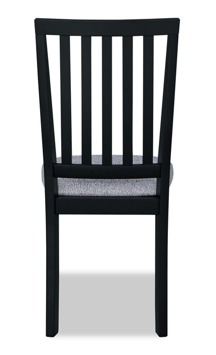 Chaise de salle à manger Bryn avec siège en tissu, dossier à lattes - noire