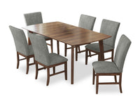  Ensemble de salle à manger Rain 7 pièces avec table de 72 po (L) et 6 chaises grises - gris et brun