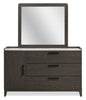 Sable 6pc Bedroom Set with Bed, Dresser, Mirror & Nightstand, Dark Grey - Queen Size | Ensemble de chambre à coucher Sable gris foncé 6 pièces avec lit, commode, miroir et table de nuit - format grand lit