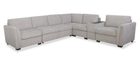 Sofa sectionnel Vault 6 pièces avec causeuse-lit et 3 fauteuils longs de rangement - gris
