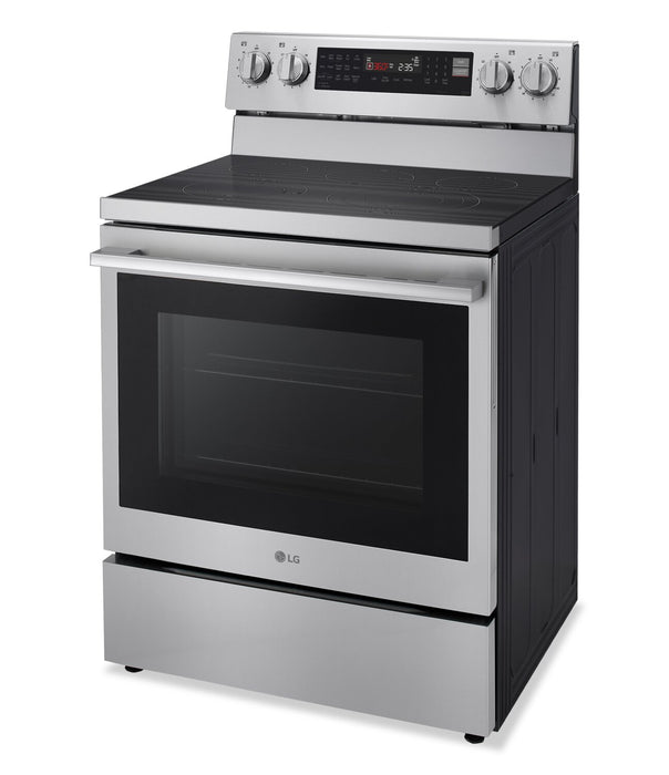 Cuisinière intelligente électrique LG de 6,3 pi³ avec friture à air - acier inoxydable résistant aux traces de doigts - LREN6325XE