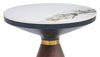Alwin 19.5” Modern Round End Table with White Sintered Stone Top - Brown | Table de bout ronde moderne Alwin de 19,5 po avec dessus en pierre frittée blanche - brune