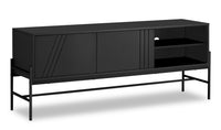 Meuble pour téléviseur moderne Jae de 59 po avec rangement et système de gestion des câbles pour téléviseurs jusqu’à 65 po - noir