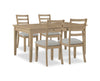 Cove 5pc Dining Table Set with Table & 4 Chairs, Storage Drawers, Melamine, 66"W - Natural/Grey | Ensemble de salle à manger Cove 5 pièces en mélamine avec table de 66 po (L), tiroirs de rangement et 4 chaises - naturel et gris