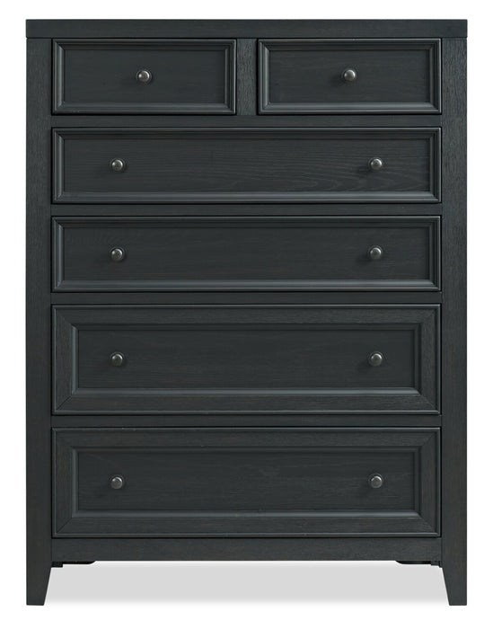 Commode verticale Casa de 39 po (l) x 52 po (H) à 6 tiroirs en bois pour la chambre à coucher - noire