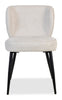 Sara Wing-Back Dining Chair with Polyester Fabric, Metal - White | Chaise de salle à manger Sara à oreilles en tissu de polyester et en métal - blanche